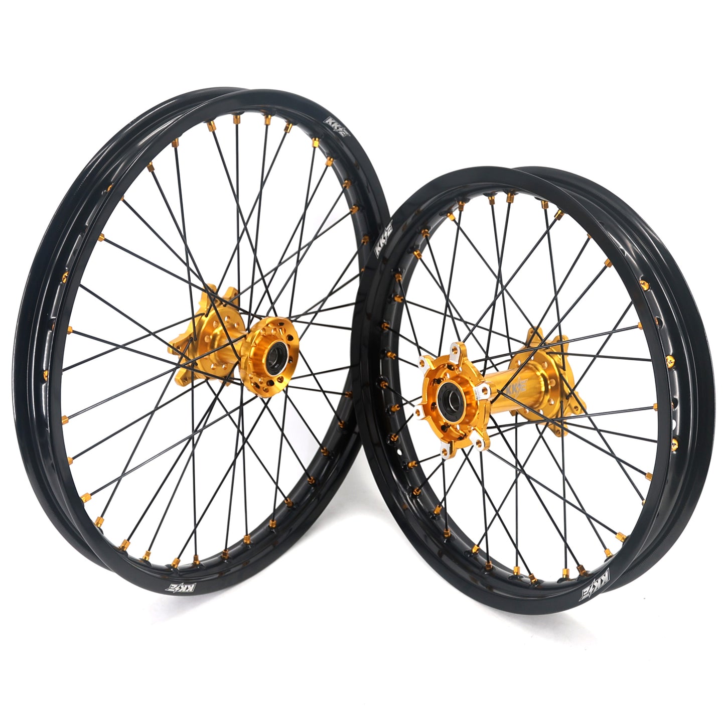 KKE Factory Stock KKE 21" & 18" E-Bike Spoke Wheels Rims Fit SurRon Ultra Bee 2023-2025 Gold Hub & Black Rim