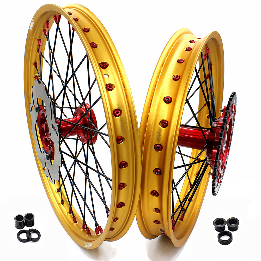 KKE 21inch 19inch Dirt Bike Wheels With Gold Rims For HONDA CRF250R CRF450R CR125R CR250R 2002-2013