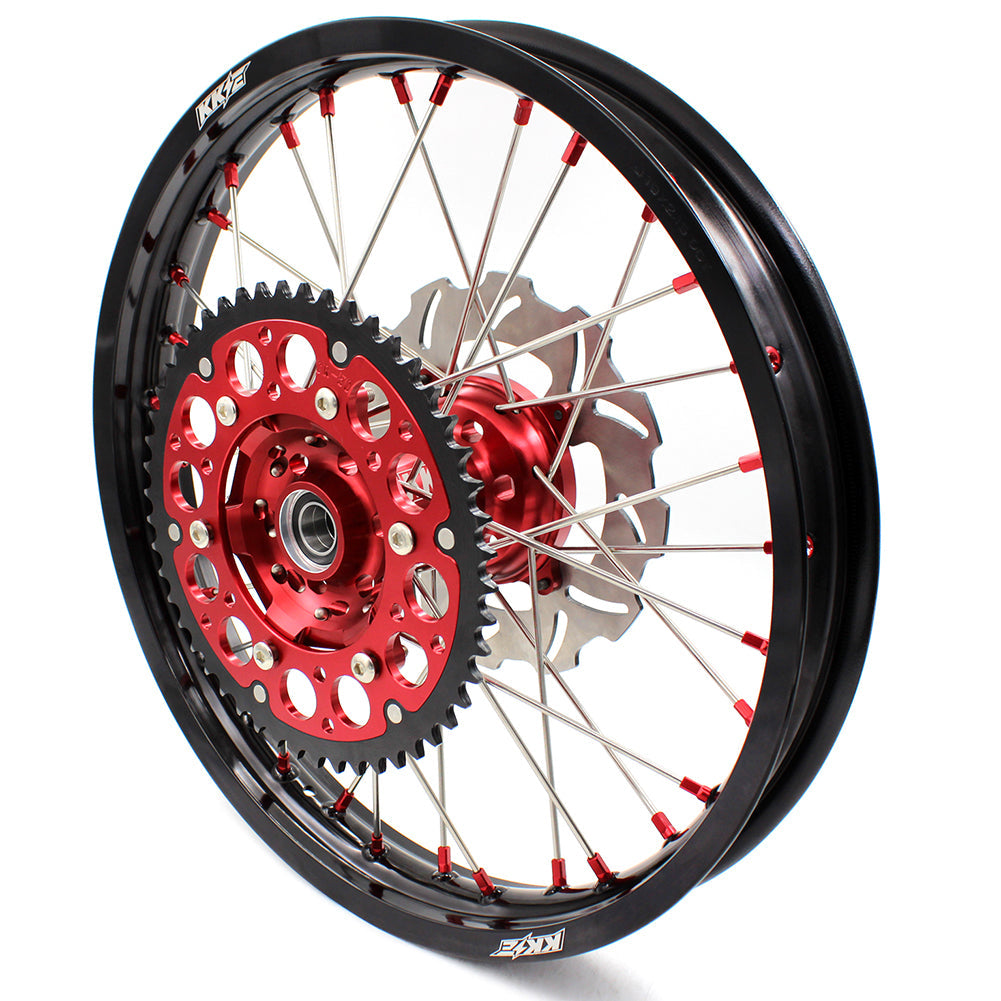 KKE 21/18 ENDURO WHEELS RIMS SET FOR HONDA XR650R 2000-2008 RED ALLOY NIPPLE DISCS - KKE Racing