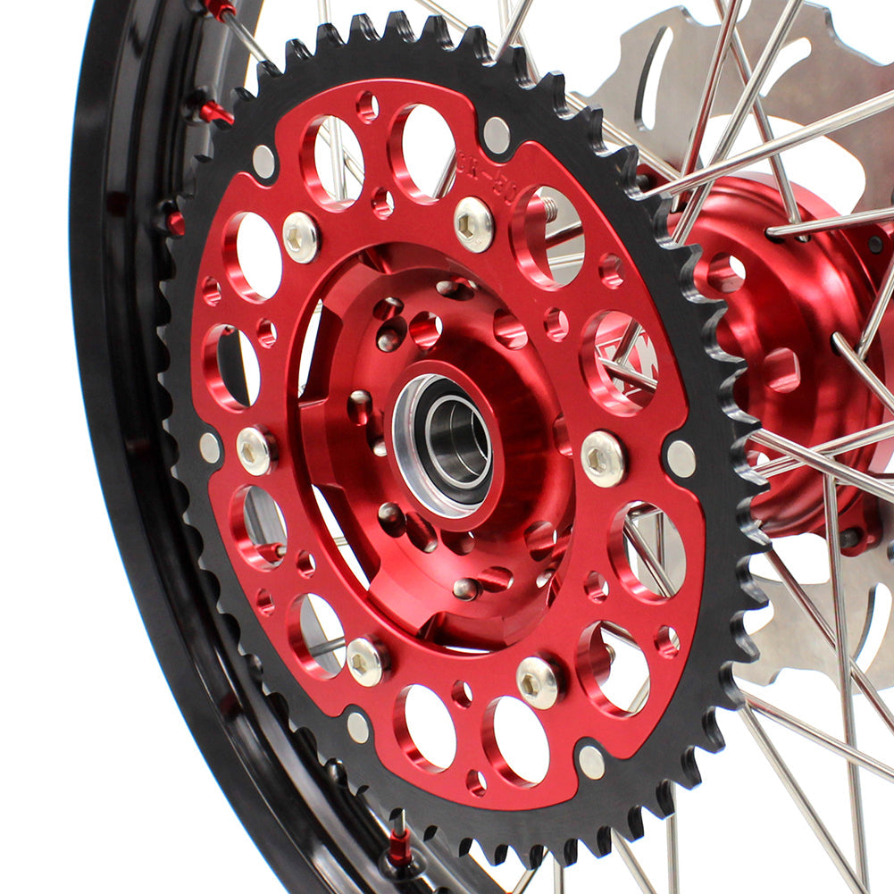 KKE 21/18 ENDURO WHEELS RIMS SET FOR HONDA XR650R 2000-2008 RED ALLOY NIPPLE DISCS - KKE Racing