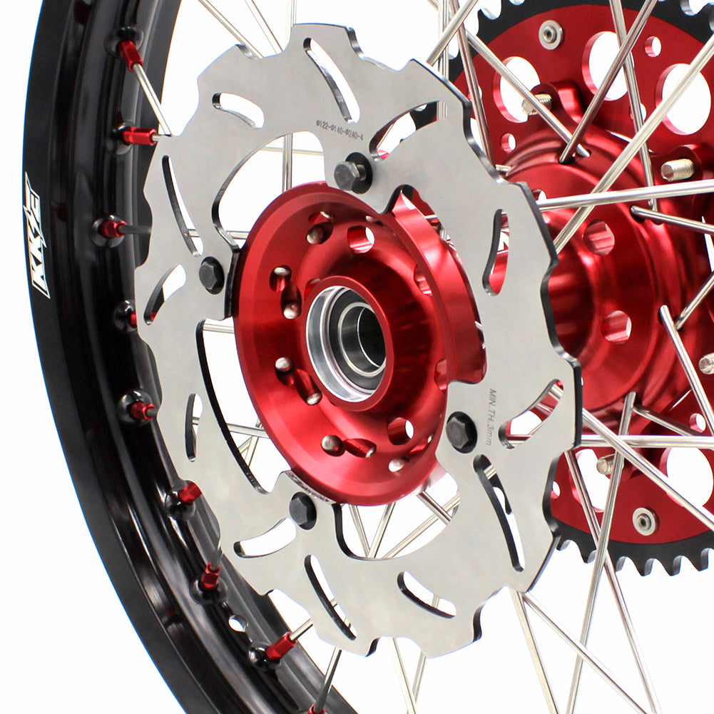 KKE 21/18 ENDURO WHEELS RIMS SET FOR HONDA XR650R 2000-2008 RED ALLOY NIPPLE DISCS - KKE Racing