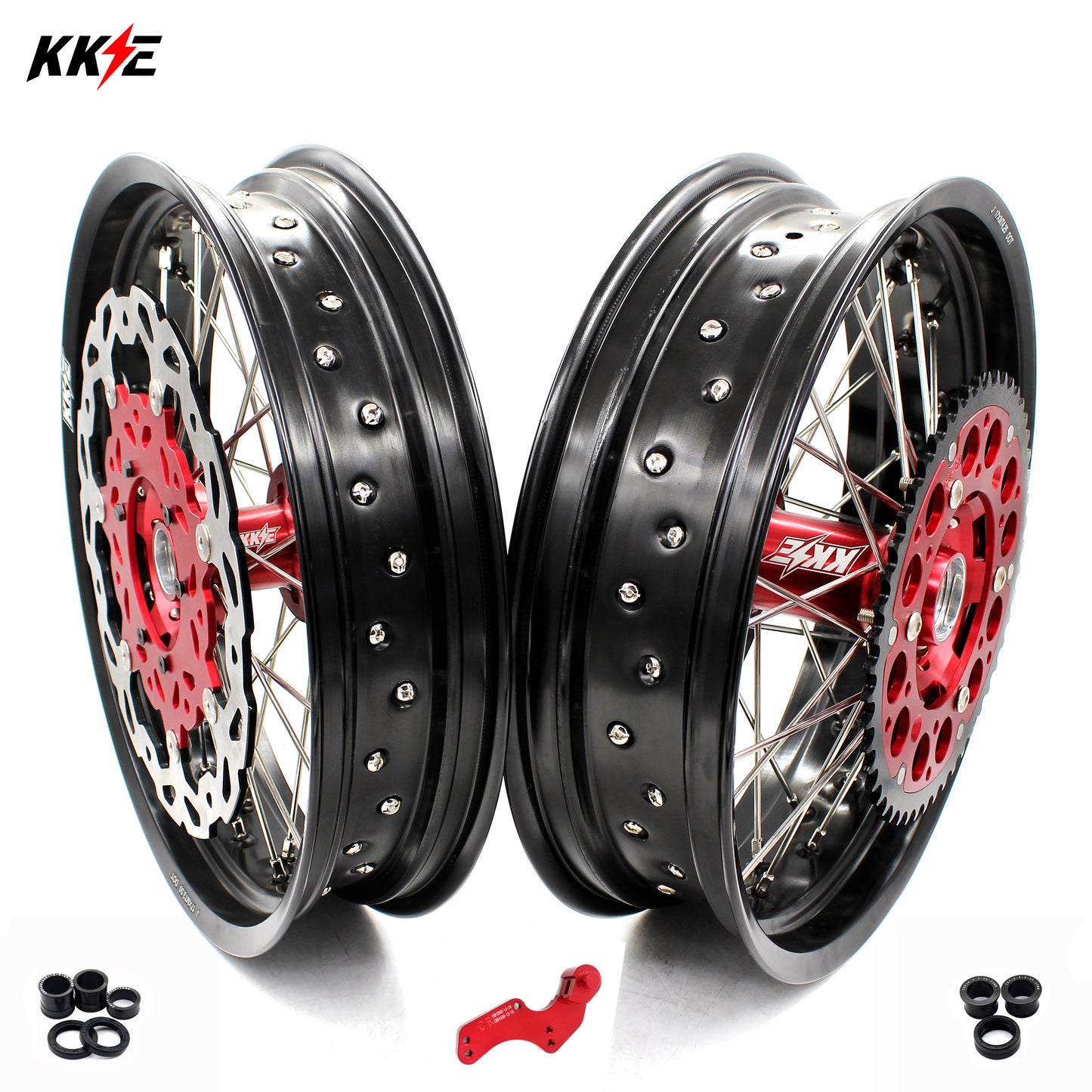 KKE 3.5*16.5 & 5.0*17 Supermoto Wheels Set for Honda CRF250R 2014-2025 CRF450R 2013-2025
