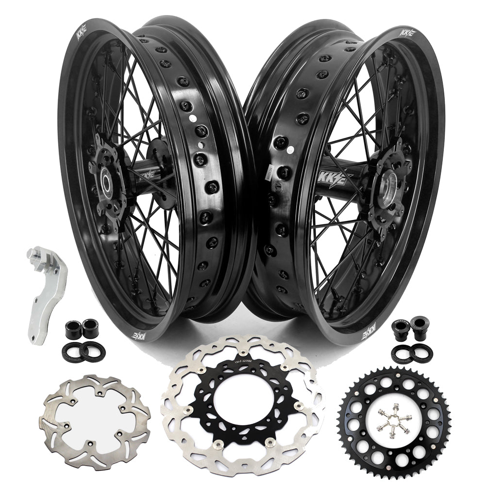 KKE 3.5/4.25*17" Supermoto Wheels For SUZUKI DRZ400 DRZ400E DRZ400S All Black
