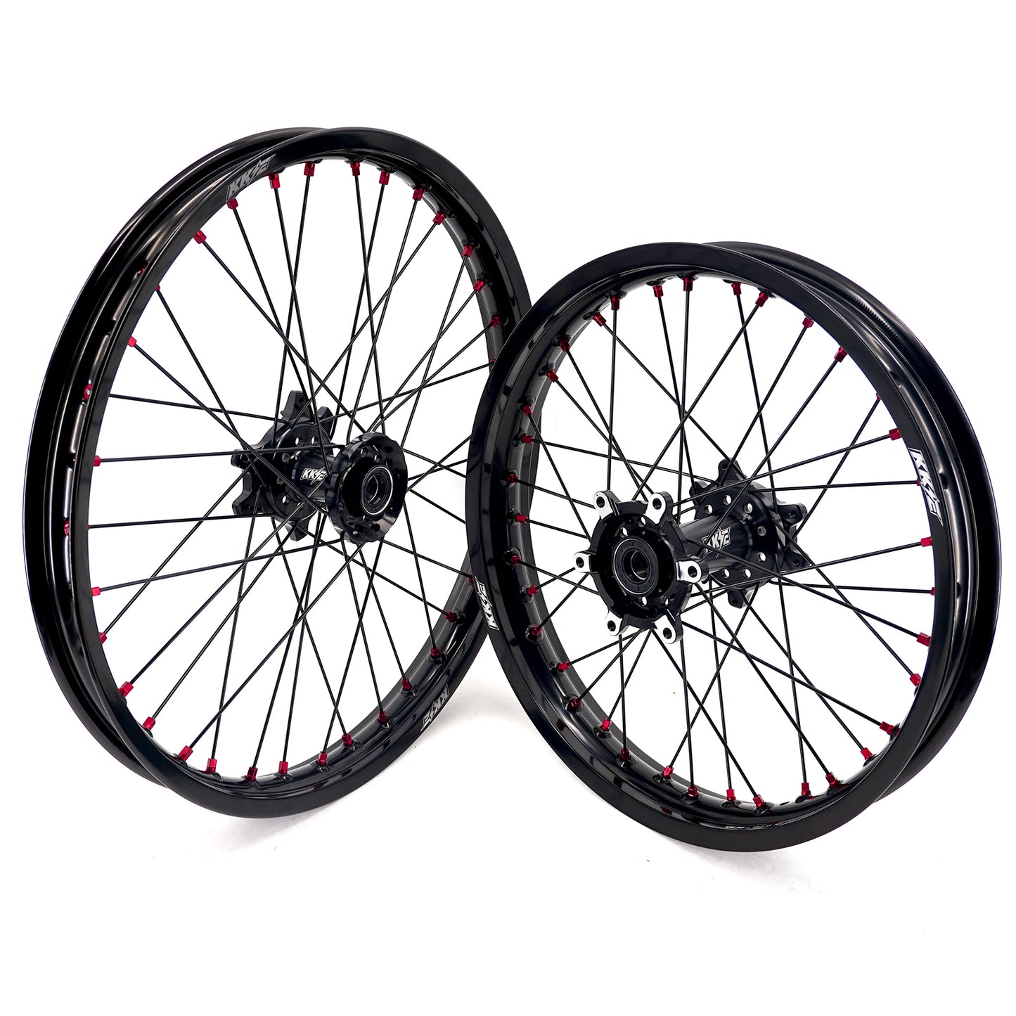 KKE Factory Stock KKE 21" & 18" E-Bike Spoke Wheels Rims Fit SurRon Ultra Bee 2023-2025 Black Hub & Red Nipples
