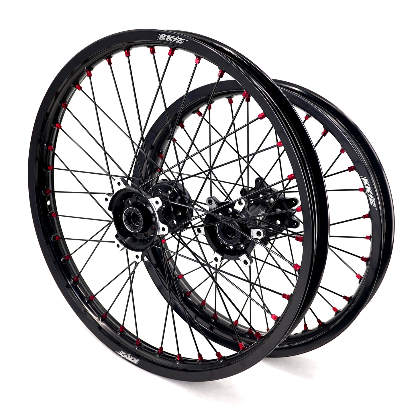 KKE Factory Stock KKE 21" & 18" E-Bike Spoke Wheels Rims Fit SurRon Ultra Bee 2023-2025 Black Hub & Red Nipples