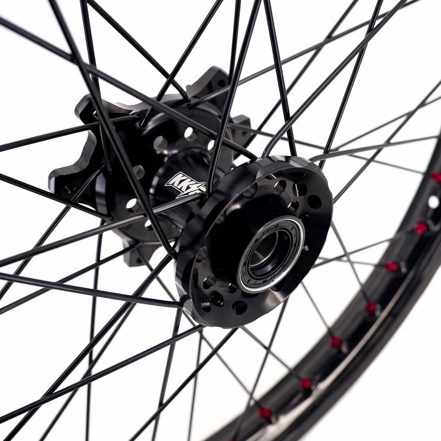 KKE Factory Stock KKE 21" & 18" E-Bike Spoke Wheels Rims Fit SurRon Ultra Bee 2023-2025 Black Hub & Red Nipples