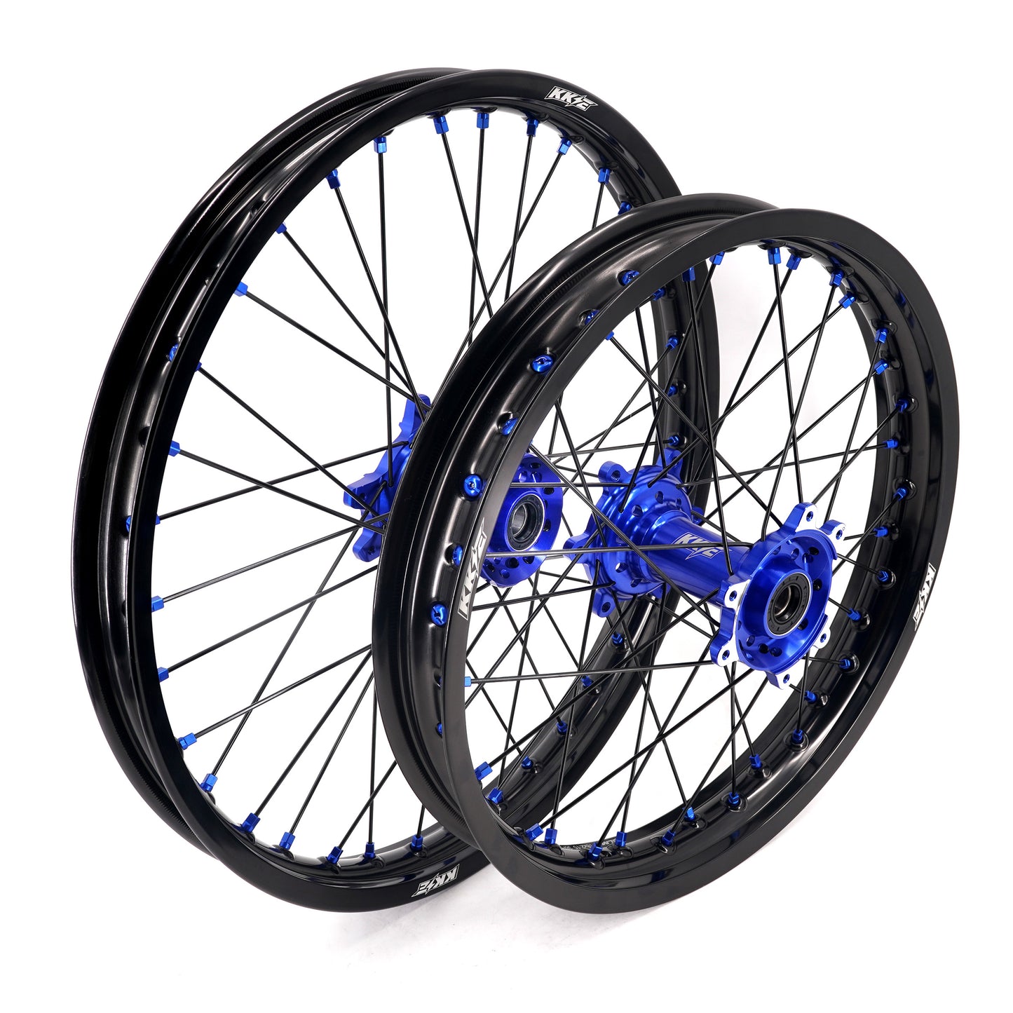 KKE Factory Stock KKE 21" & 18" E-Bike Spoke Wheels Rims Fit SurRon Ultra Bee 2023-2024 Blue Hub & Black Rim
