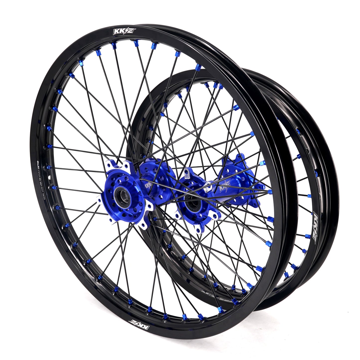 KKE Factory Stock KKE 21" & 18" E-Bike Spoke Wheels Rims Fit SurRon Ultra Bee 2023-2024 Blue Hub & Black Rim