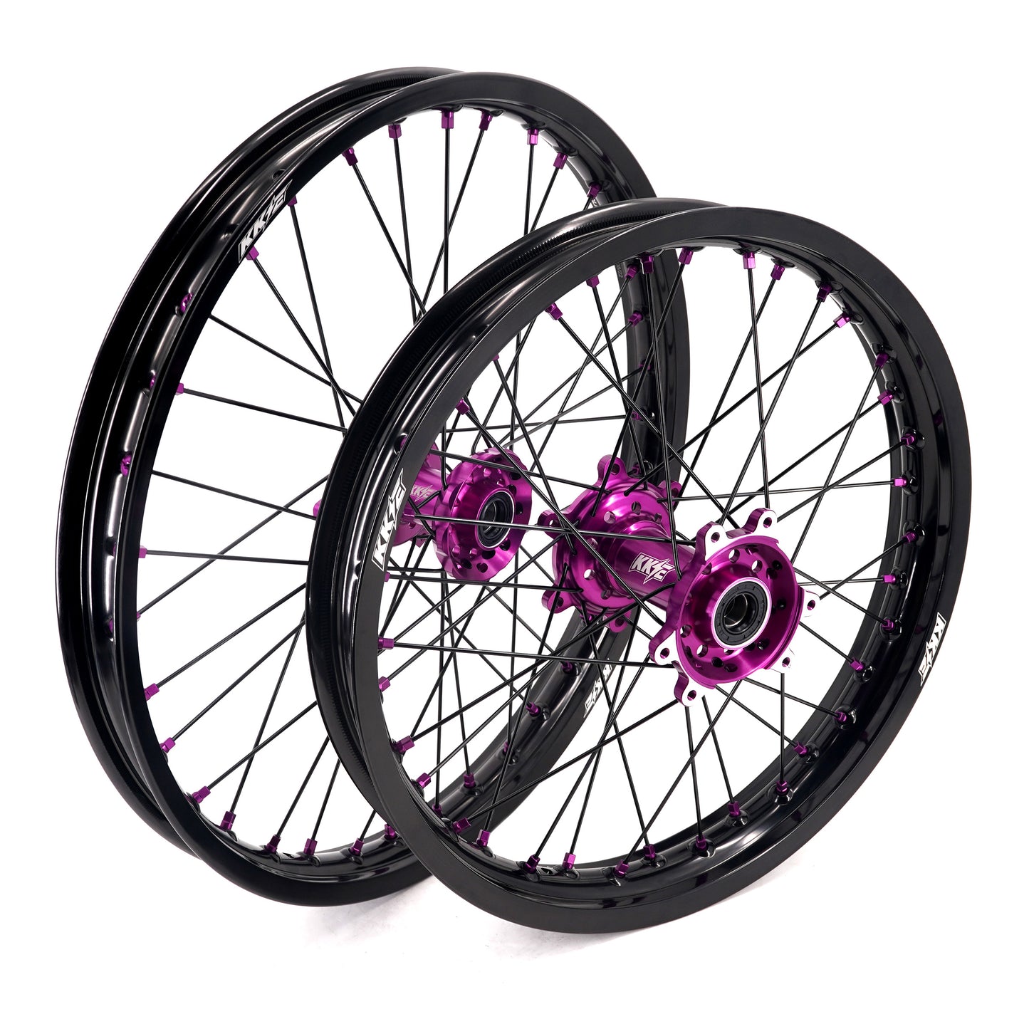 KKE Factory Stock KKE 21" & 18" E-Bike Spoke Wheels Rims Fit SurRon Ultra Bee 2023-2024 Purple Hub & Black Rim