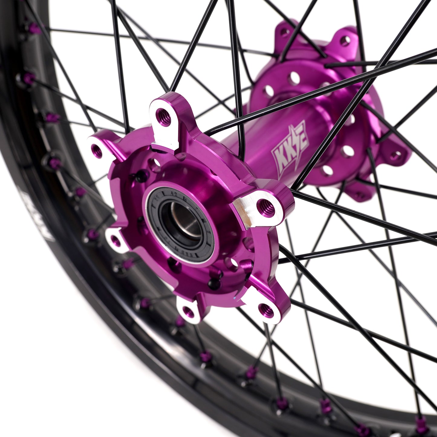 KKE Factory Stock KKE 21" & 18" E-Bike Spoke Wheels Rims Fit SurRon Ultra Bee 2023-2024 Purple Hub & Black Rim