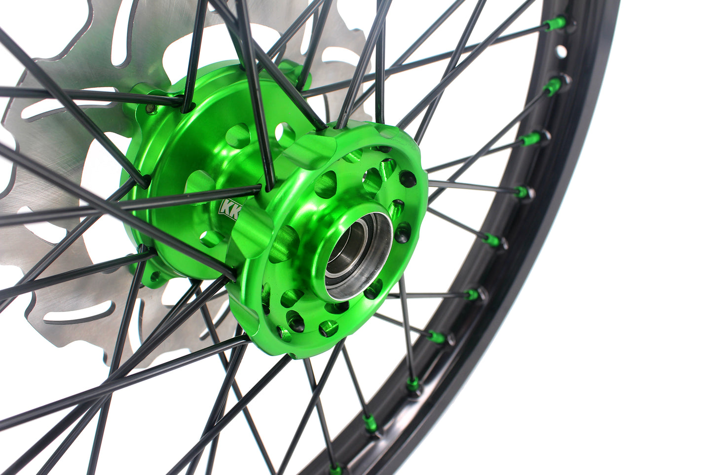 KKE 21/18 Spoked Wheels Rims For KAWASAKI KX125 KX250 2003 2004 2005 Black Spokes