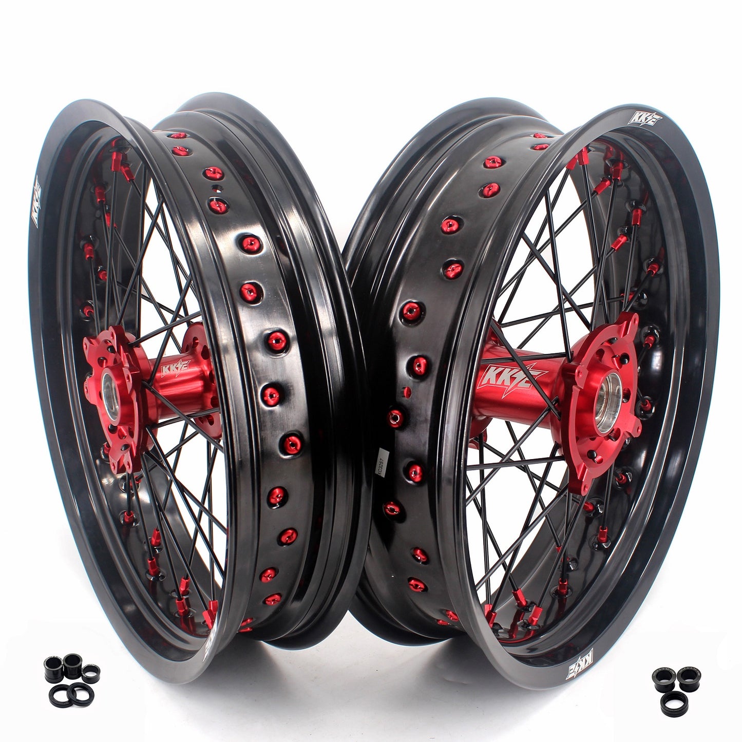 KKE Supermoto Wheels fit HONDA CRF250R 04-13 CRF450R 02-12 Black Spoke