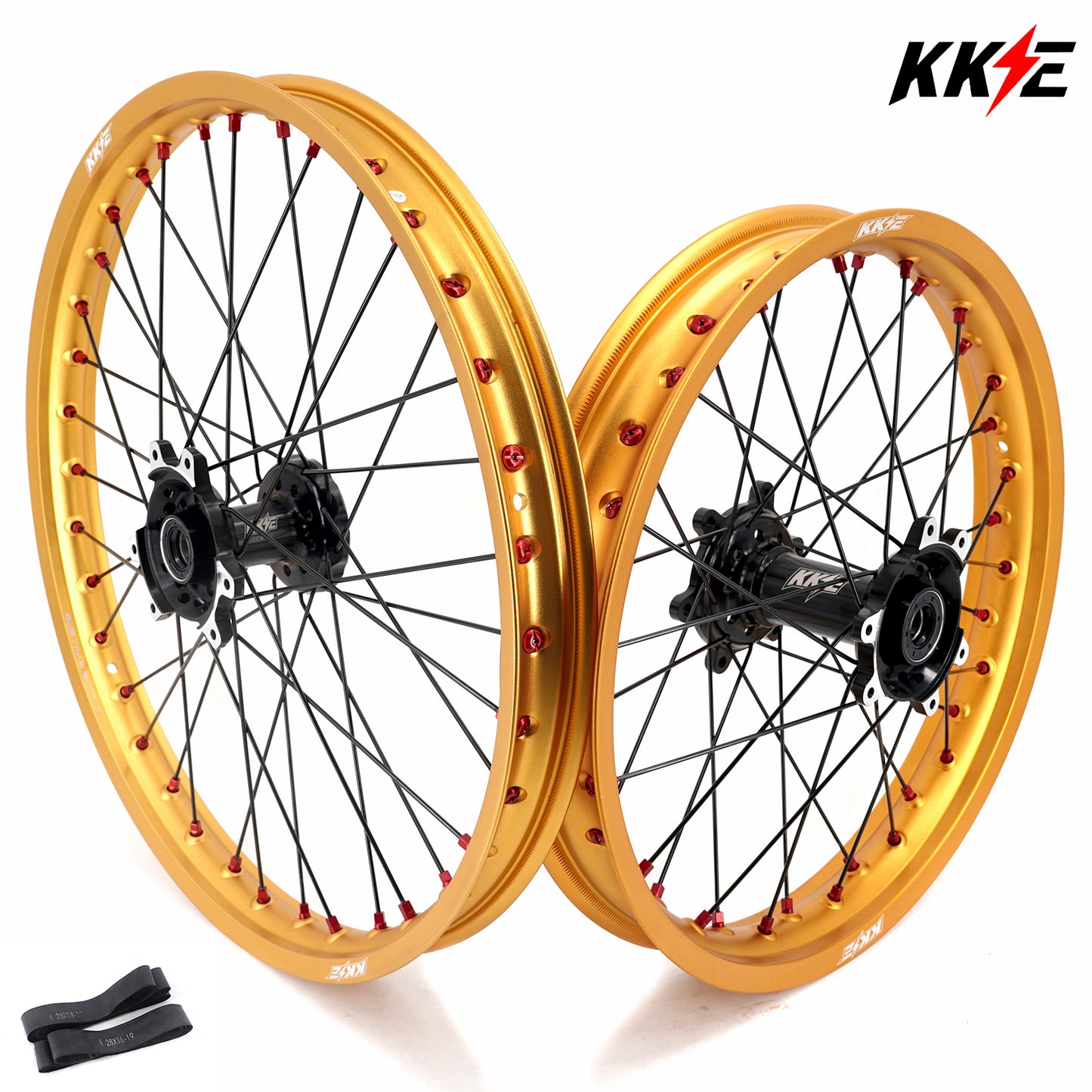 China Factory Stock KKE 21" & 18" E-Bike Spoke Wheels Rims Fit SurRon Ultra Bee 2023 Black Hub & Gold Rim
