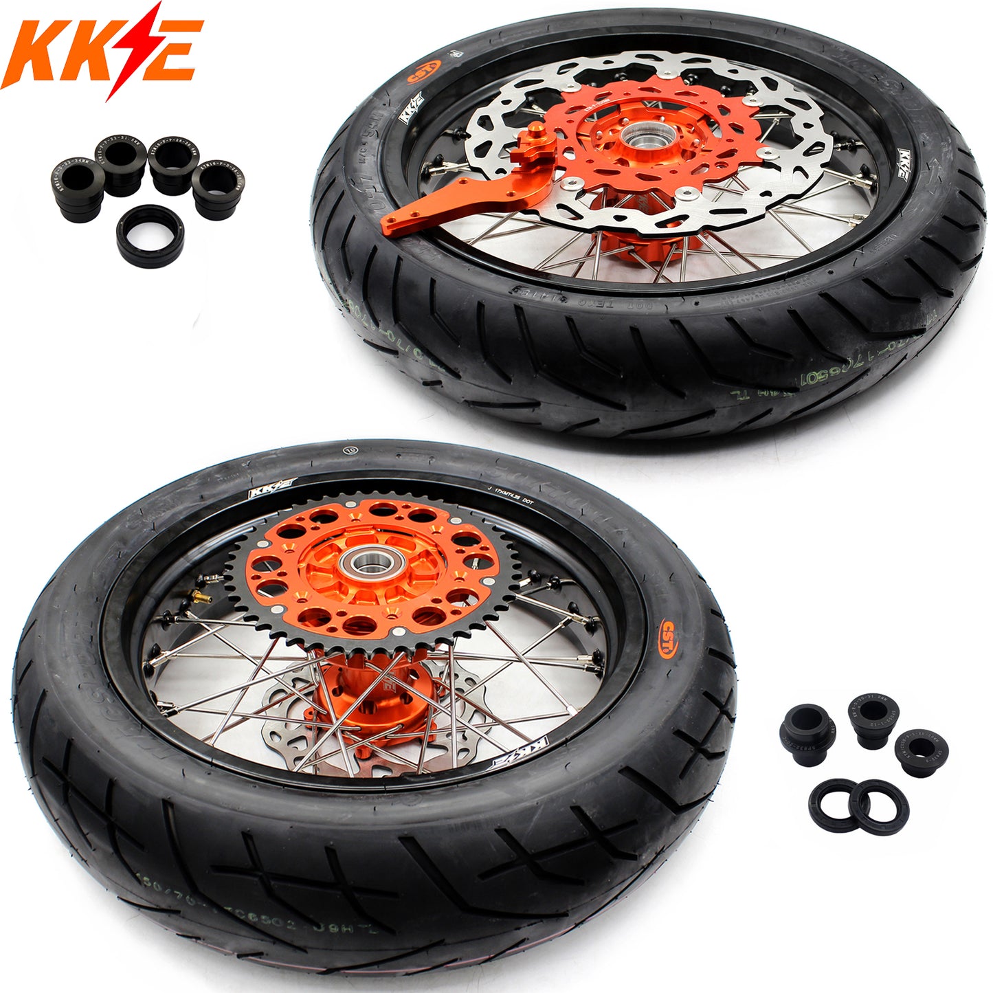 US Pre-order KKE 3.5*17inch & 4.25*17inch CUSH Drive Supermoto Rims Tires For KTM SX SX-F XC XC-F EXC EXC-F XCW 2003-2024