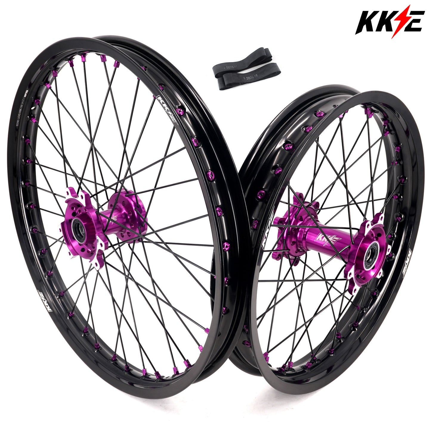KKE Factory Stock KKE 21" & 18" E-Bike Spoke Wheels Rims Fit SurRon Ultra Bee 2023-2024 Purple Hub & Black Rim