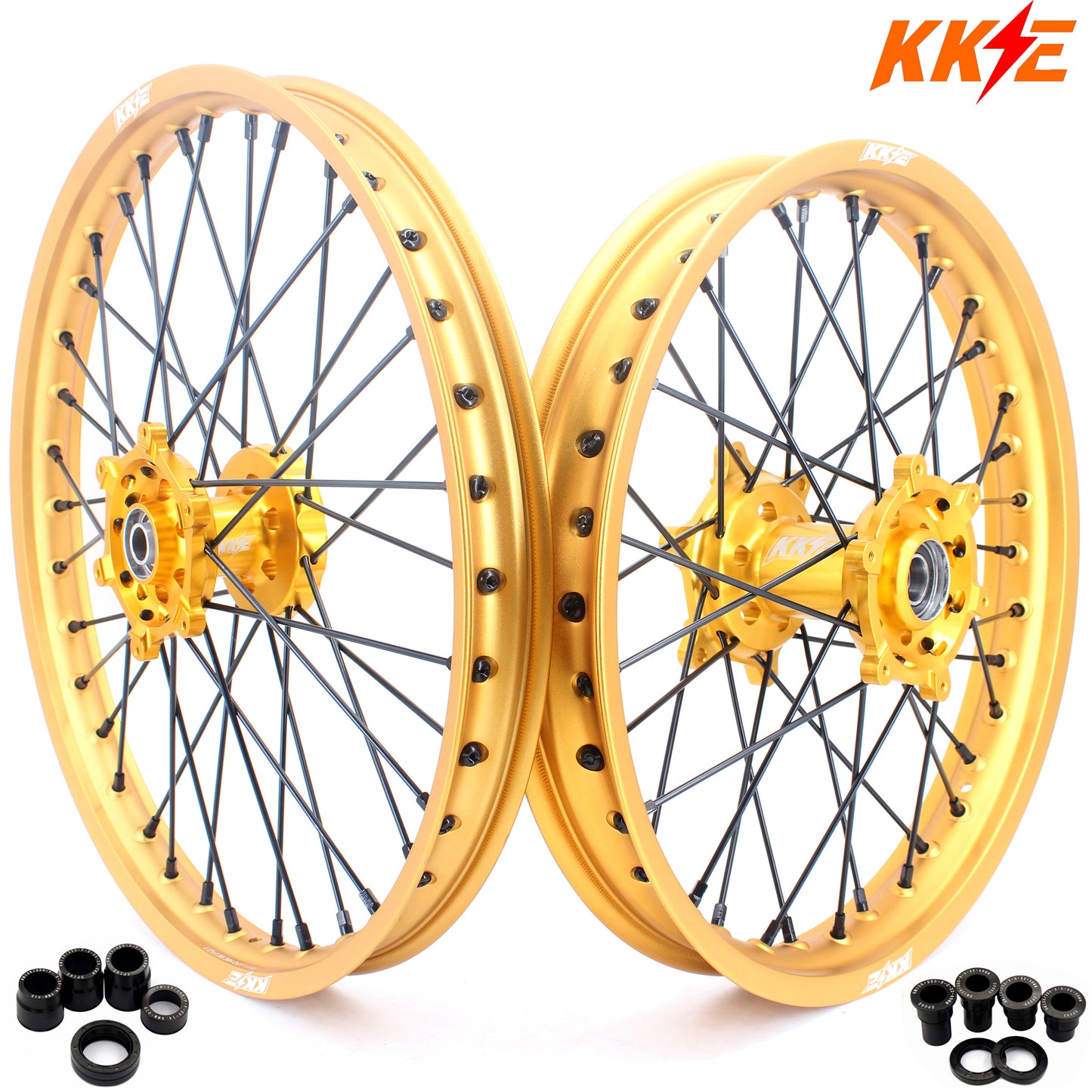 KKE 21 & 19 Gold Rims For Suzuki RM125 2001-2007 RM250 2001-2008 Off Road Wheels