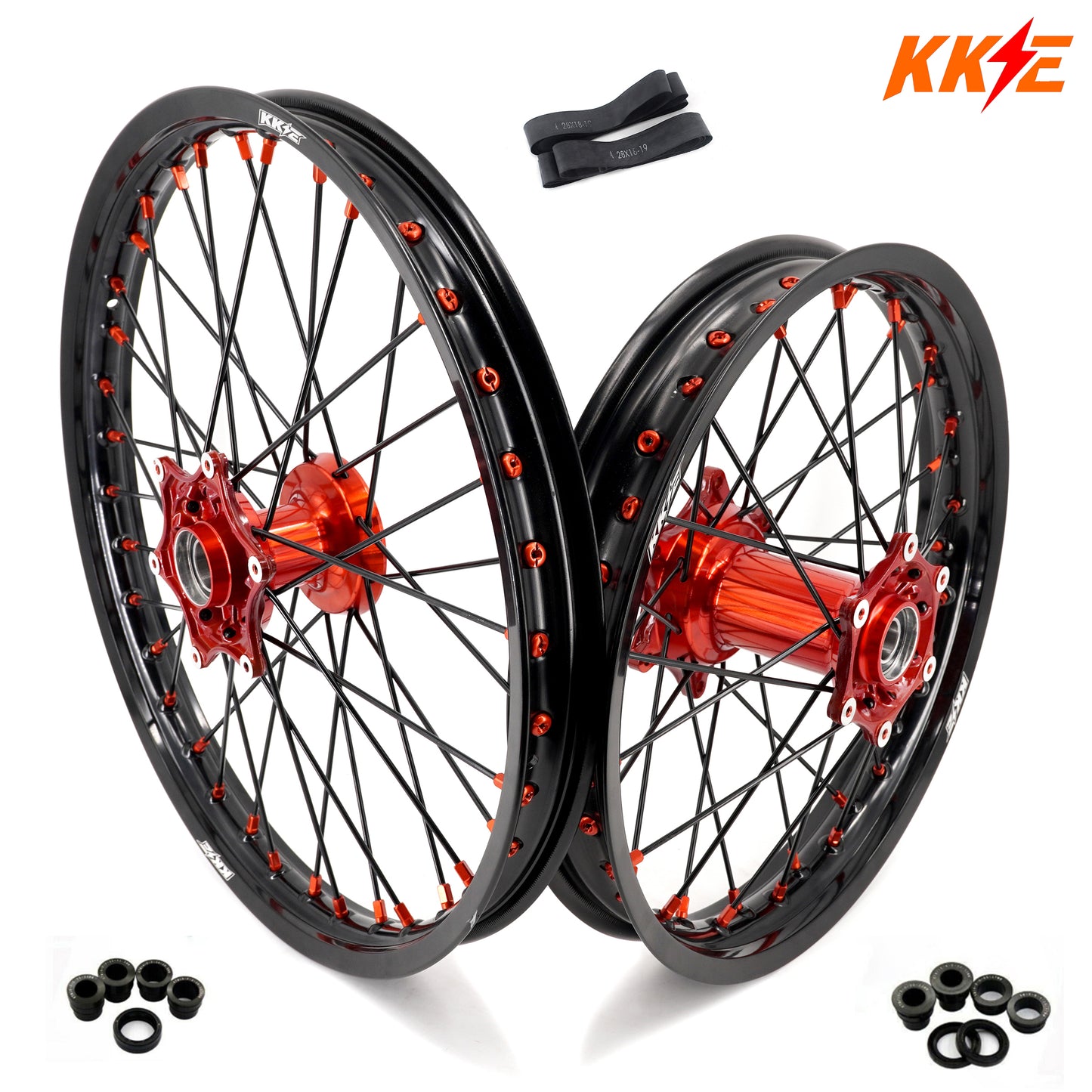 KKE 21" 18" Cast Enduro Wheels For KTM EXC EXC-F EXC-E 2003-2023 Black Spokes