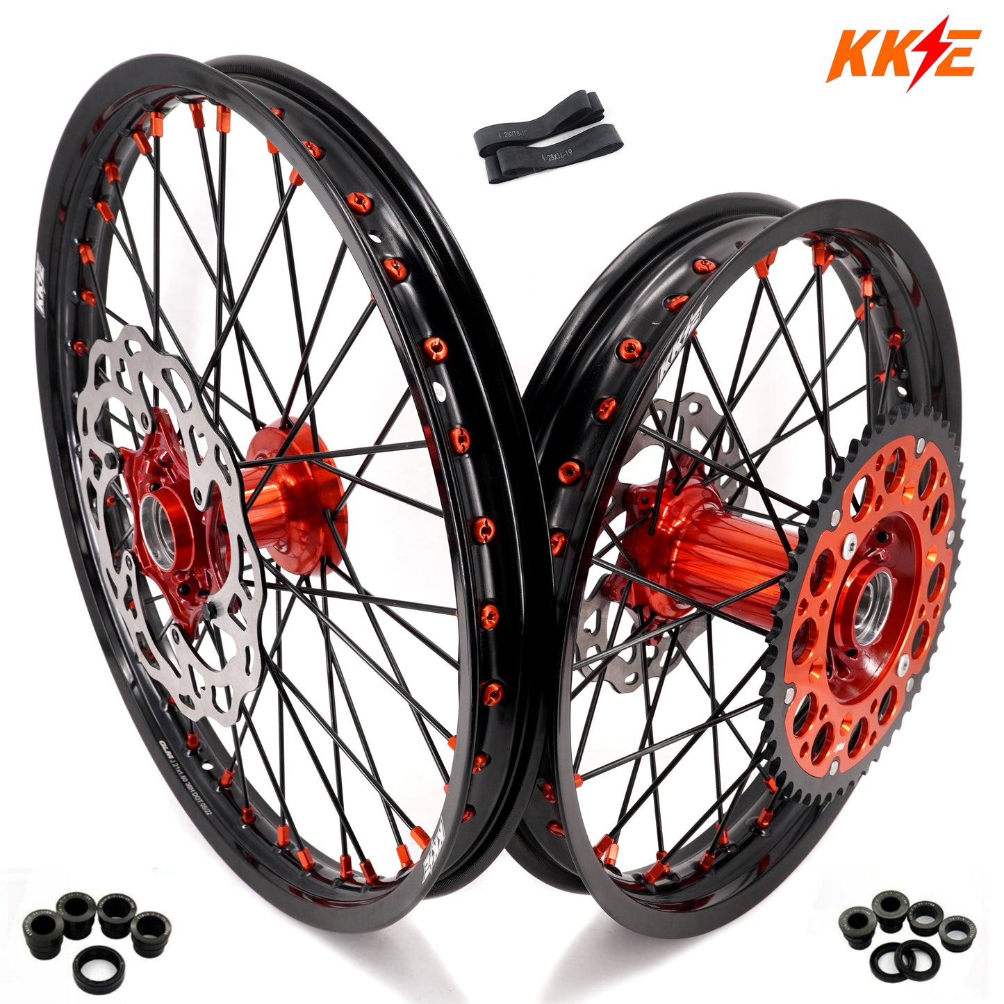 KKE 21" 18" Cast Enduro Wheels For KTM EXC EXC-F EXC-E 2003-2023 Black Spokes