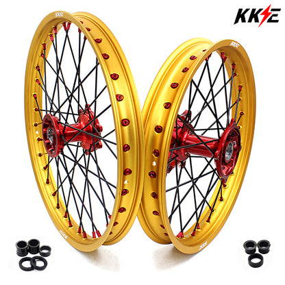 KKE 21inch 19inch Dirt Bike Wheels With Gold Rims For HONDA CRF250R CRF450R CR125R CR250R 2002-2013