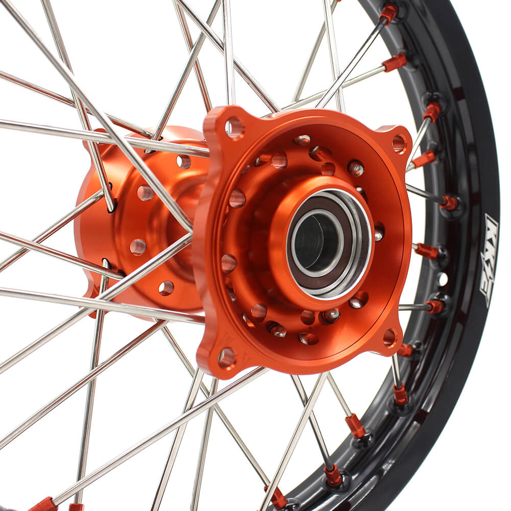 KKE 17/14 KID'S SMALL WHEELS RIMS SET FIT KTM85 SX 2003-2018 MINI BIKE ORANGE CNC HUB AND NIPPLE - KKE Racing