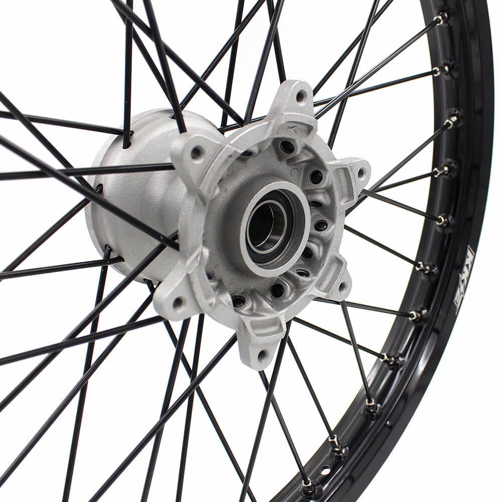 KKE CASTING 21/19 MX WHEELS SET FIT YAMAHA YZ125 YZ250 YZ250F YZ450F SILVER HUB BLACK RIM - KKE Racing