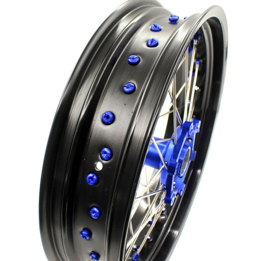 KKE 3.5 & 4.25 Supemrot Wheels Rims for Yamaha YZ125 YZ250 YZ250F YZ450F YZ250X Blue Nipples