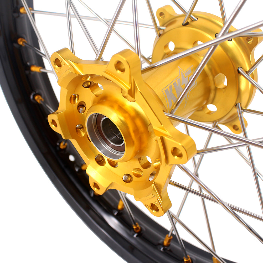 KKE 21 & 19 MX Rims for Suzuki RMZ250 2007-2024 RMZ450 2005-2024 Gold Nipple