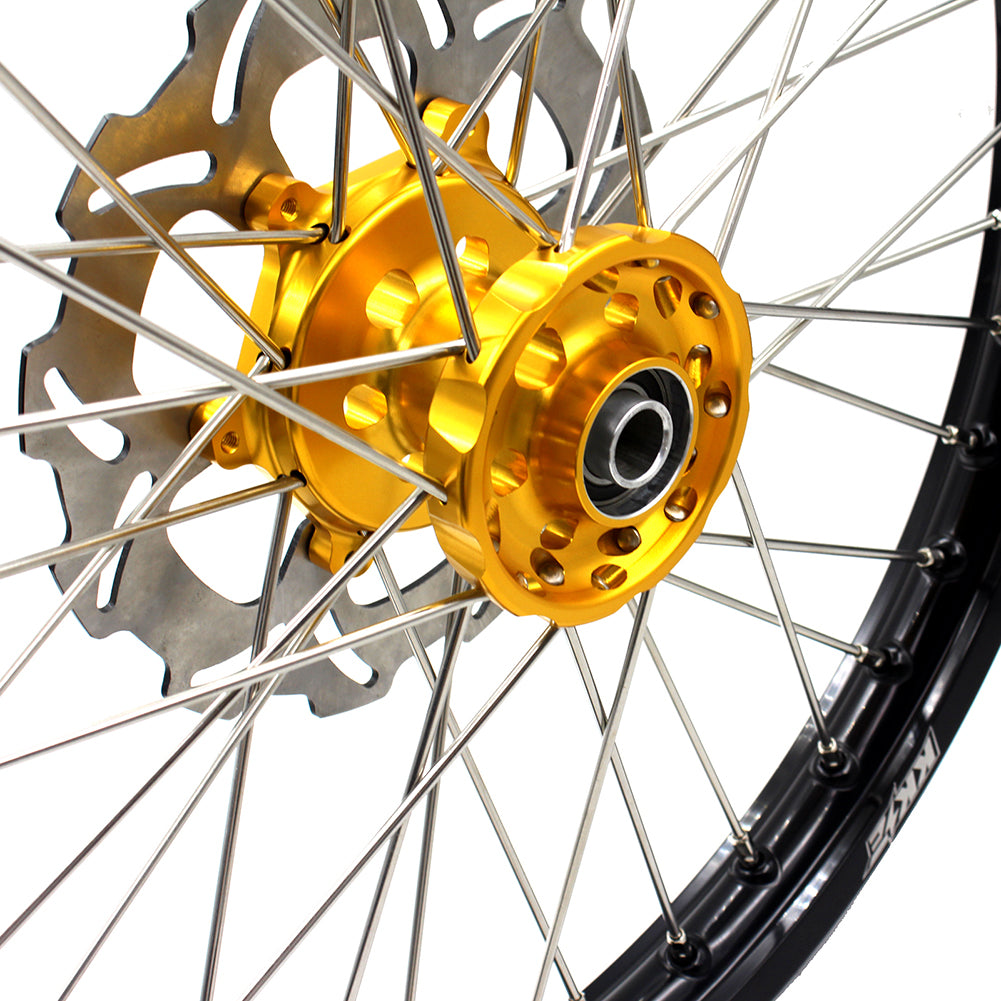 KKE 21" & 19" MX WHEELS RIMS SET FOR SUZUKI RMZ250 2007-2019 RMZ450 2005-2019 GOLD CNC HUBS OFF ROAD MOTORCYCLE RIMS - KKE Racing