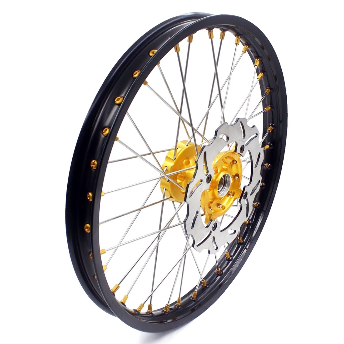 KKE 21 & 19 MX wheels rims set for Suzuki rmz250 07-19 rmz450 05-19 gold nipple silver spoke - KKE Racing