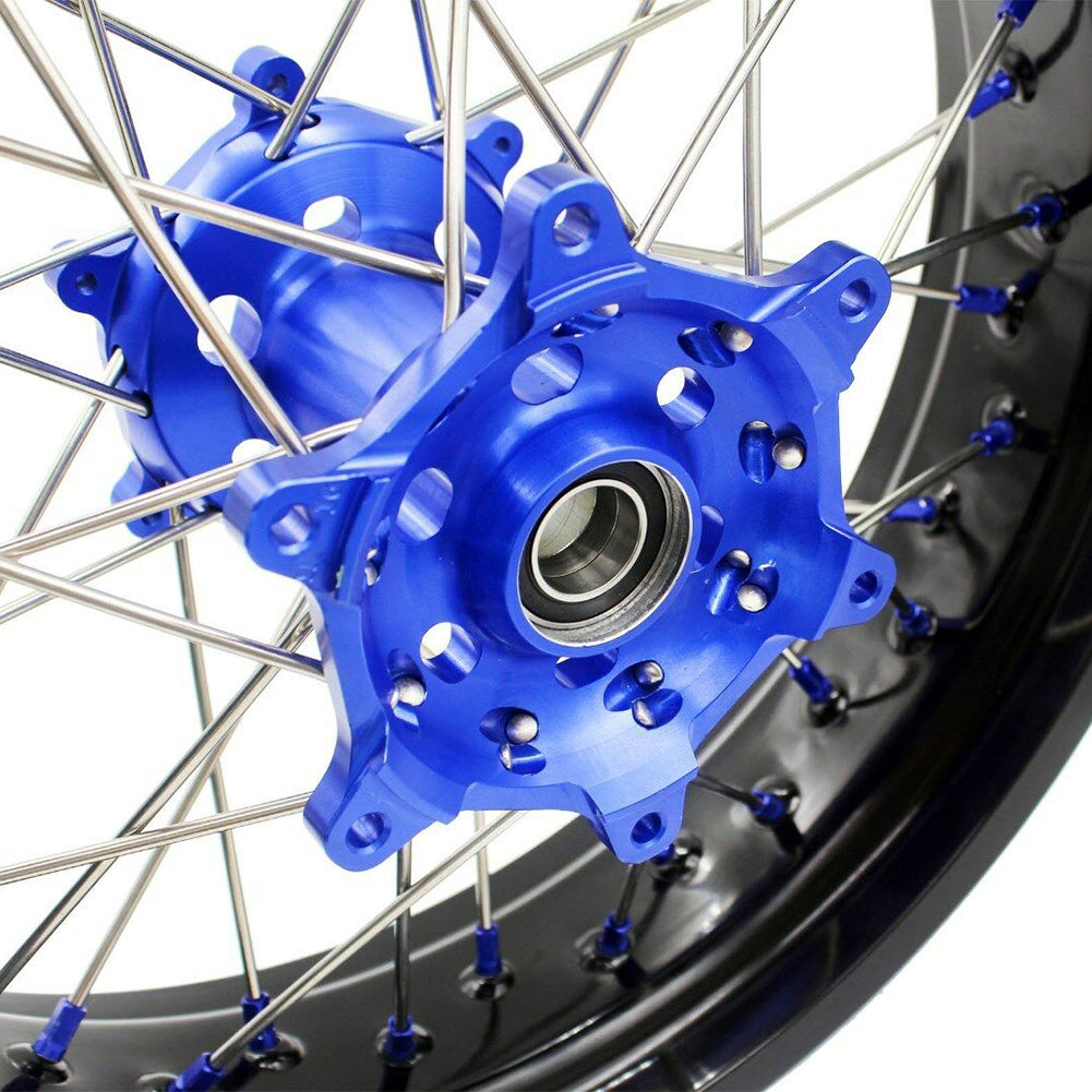KKE 3.5 & 4.25 Supemrot Wheels Rims for Yamaha YZ125 YZ250 YZ250F YZ450F YZ250X Blue Nipples