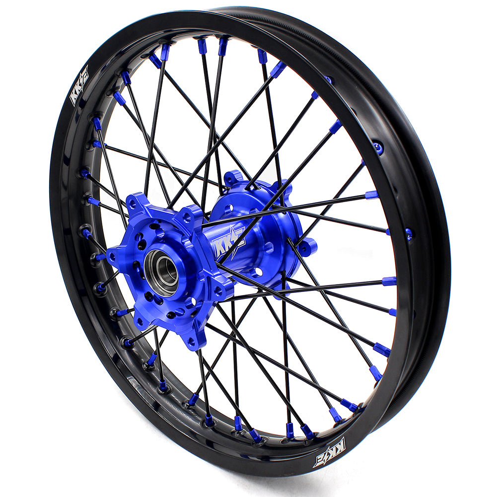 KKE 21 & 18 Inch Enduro Wheels Set for SUZUKI DRZ400 00-04 DRZ400E 00-07 DRZ400S 00-18 Blue Nipple Black Spoke Discs - KKE Racing