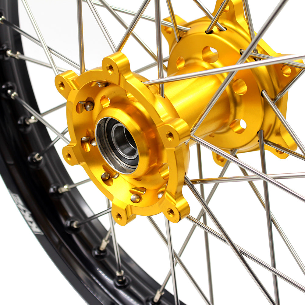 KKE 21" & 19" MX WHEELS RIMS SET FOR SUZUKI RMZ250 2007-2019 RMZ450 2005-2019 GOLD CNC HUBS OFF ROAD MOTORCYCLE RIMS - KKE Racing