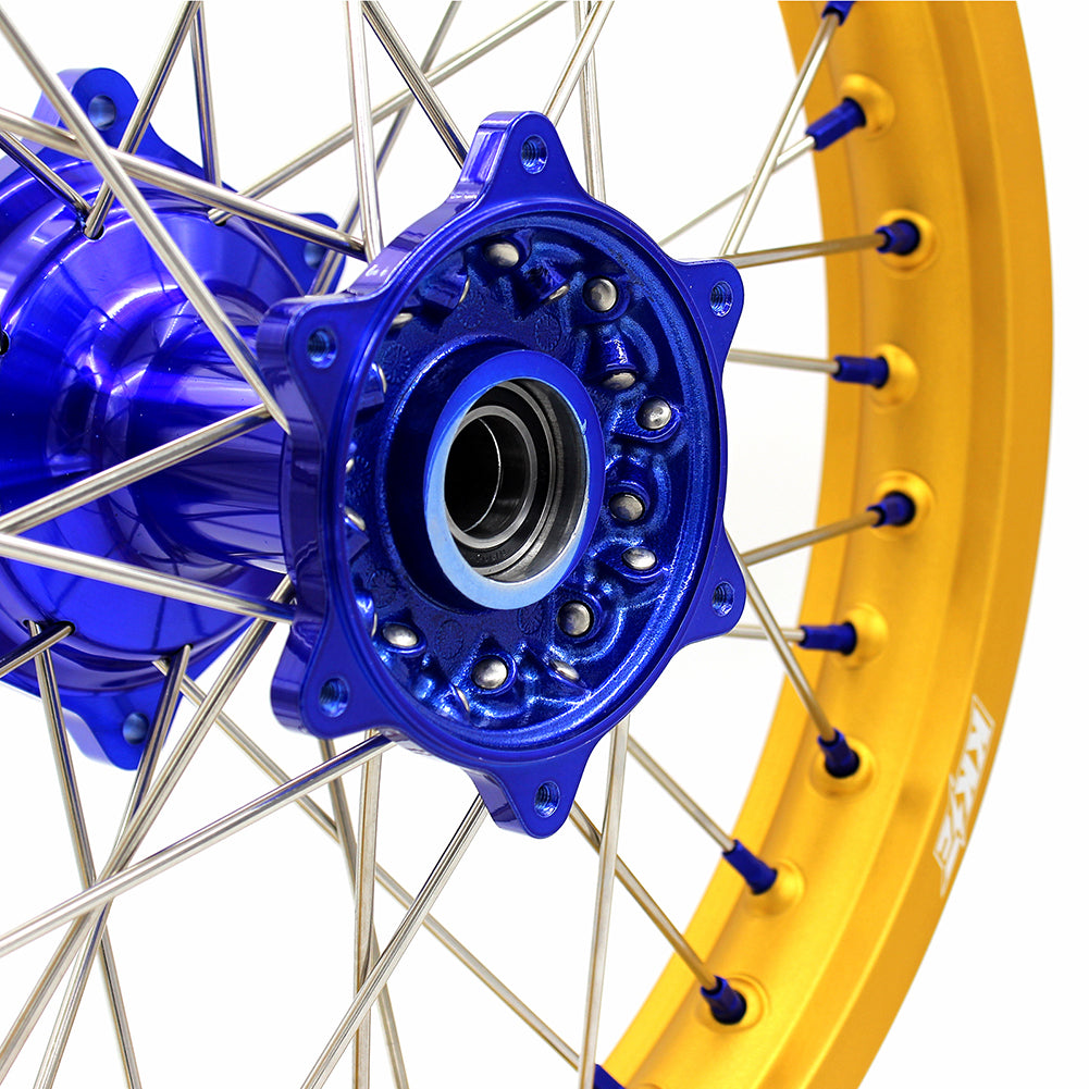 KKE 2.15*19 Casting Rear Wheel for Yamaha YZ125 YZ250 1999-2020 YZ250F 2001-2020 YZ450F 2003 Blue Hub Gold Rim