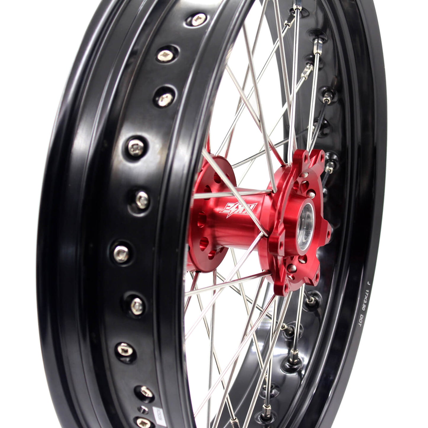 KKE 3.5/4.25 SUPERMOTO WHEELS SET FOR HONDA CRF250R 2004-2013 CRF450R 2002-2012 RED HUB - KKE Racing