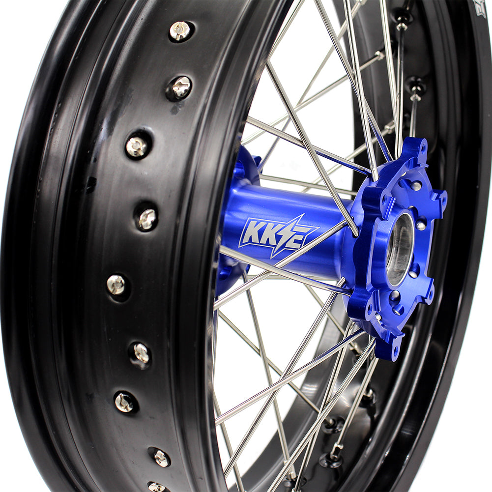 KKE 17inch Supermoto Wheels Set For YAMAHA WR250R 2008-2020 Blue Hub