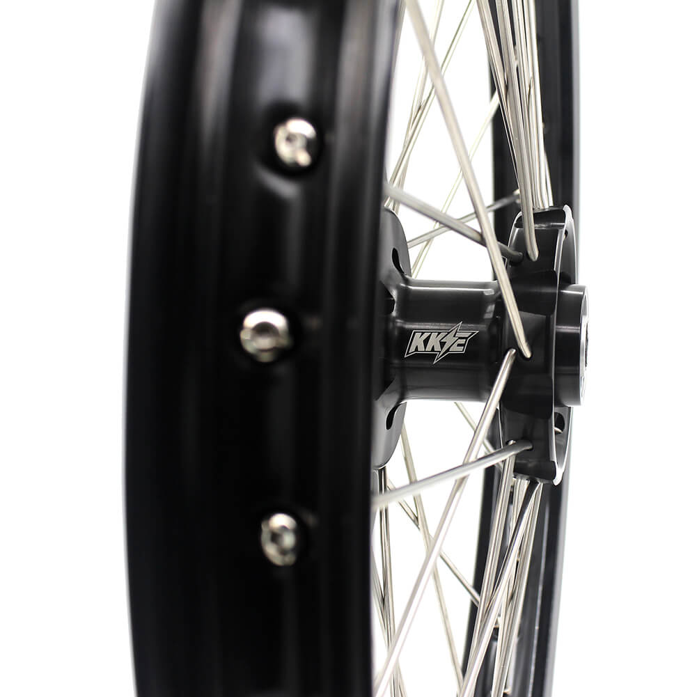 KKE RM125 1996-2007 RM250 1996-2008 21/19 MX WHEELS RIMS SET FIT SUZUKI DIRTBIKE BLACK CNC HUB - KKE Racing