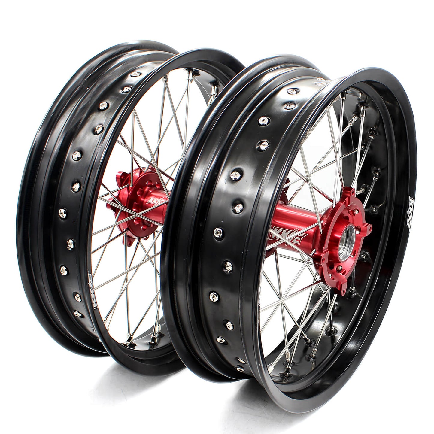 KKE 17 Inch Motard Rims for SUZUKI RMZ250 2007-2024 RMZ450 2005-2024 Red Hubs