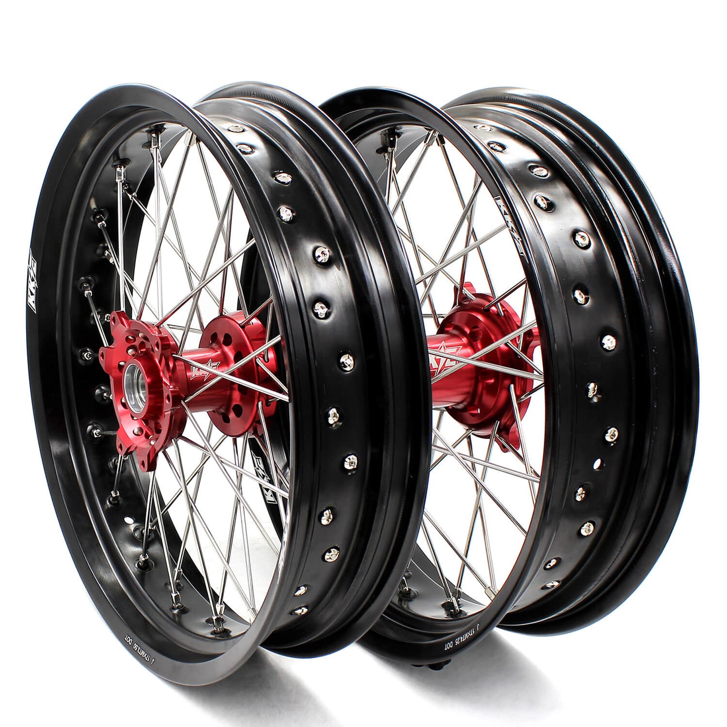 KKE 17 Inch Motard Rims for SUZUKI RMZ250 2007-2024 RMZ450 2005-2024 Red Hubs