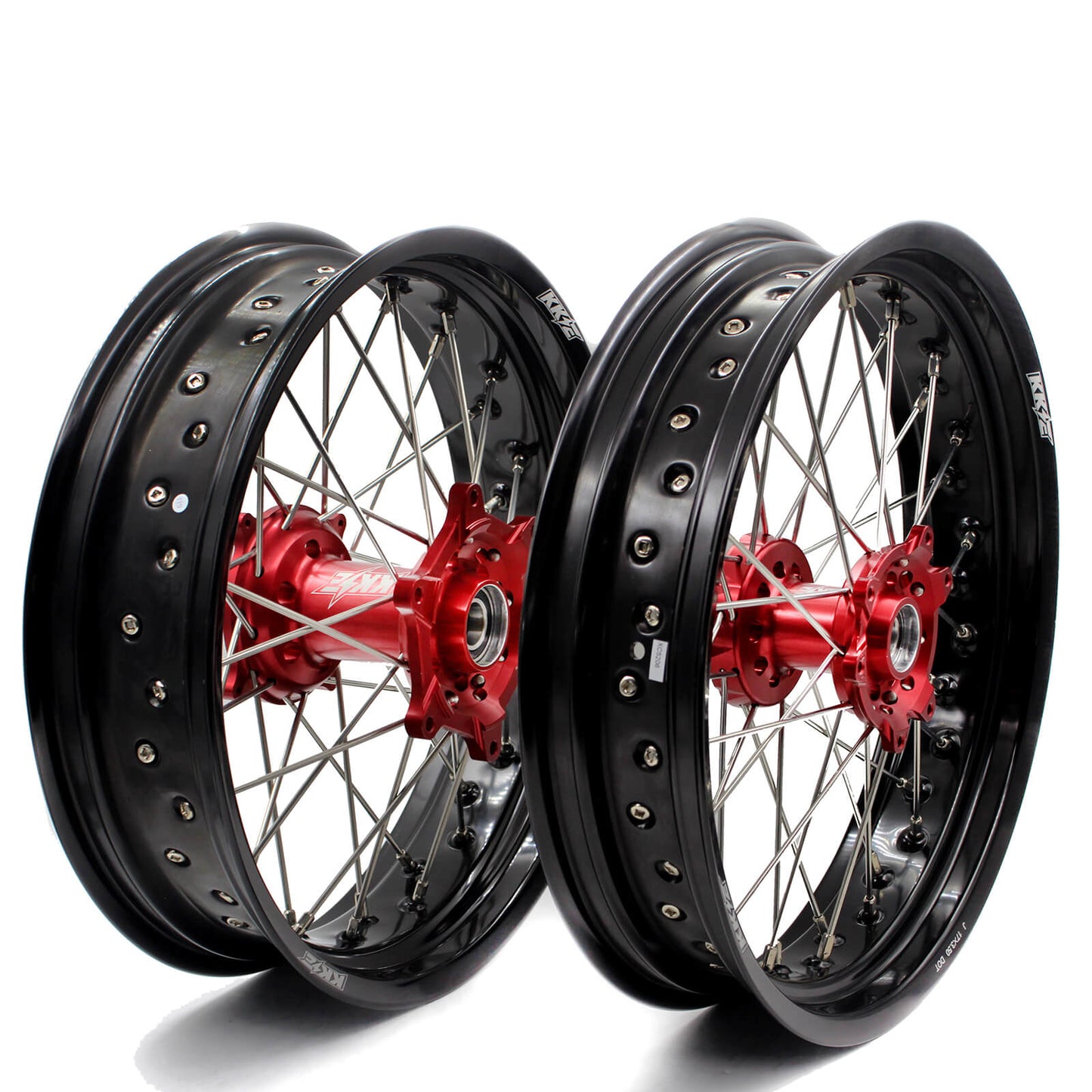 KKE 3.5/4.25 SUPERMOTO WHEELS SET FOR HONDA CRF250R 2004-2013 CRF450R 2002-2012 RED HUB - KKE Racing