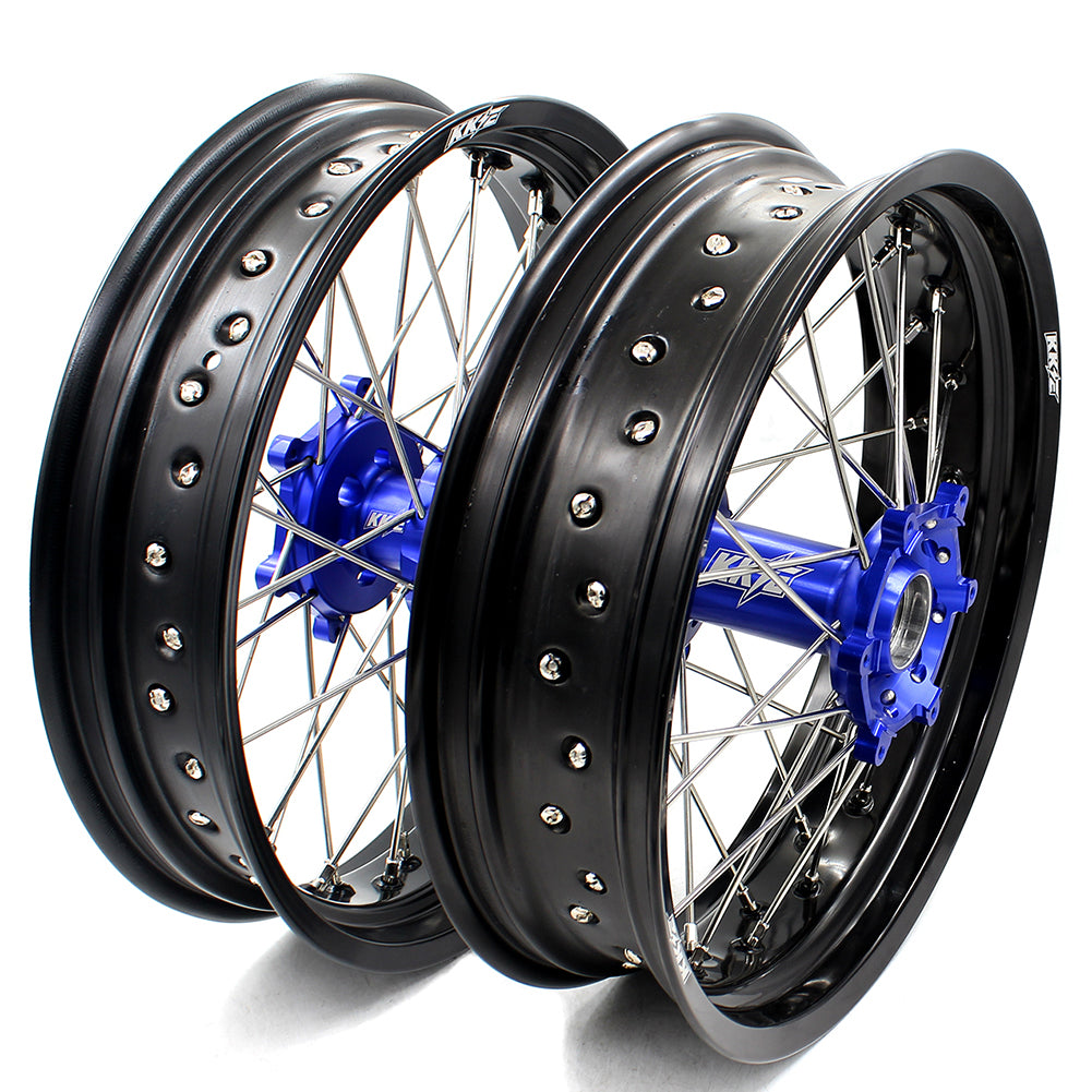 KKE 17inch Supermoto Wheels Set For YAMAHA WR250R 2008-2020 Blue Hub