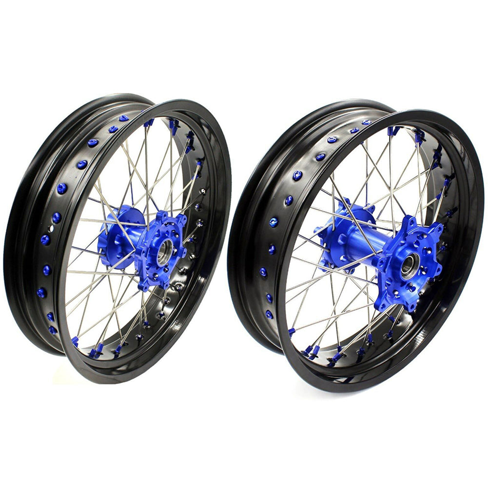 KKE 3.5 & 4.25 Supemrot Wheels Rims for Yamaha YZ125 YZ250 YZ250F YZ450F YZ250X Blue Nipples