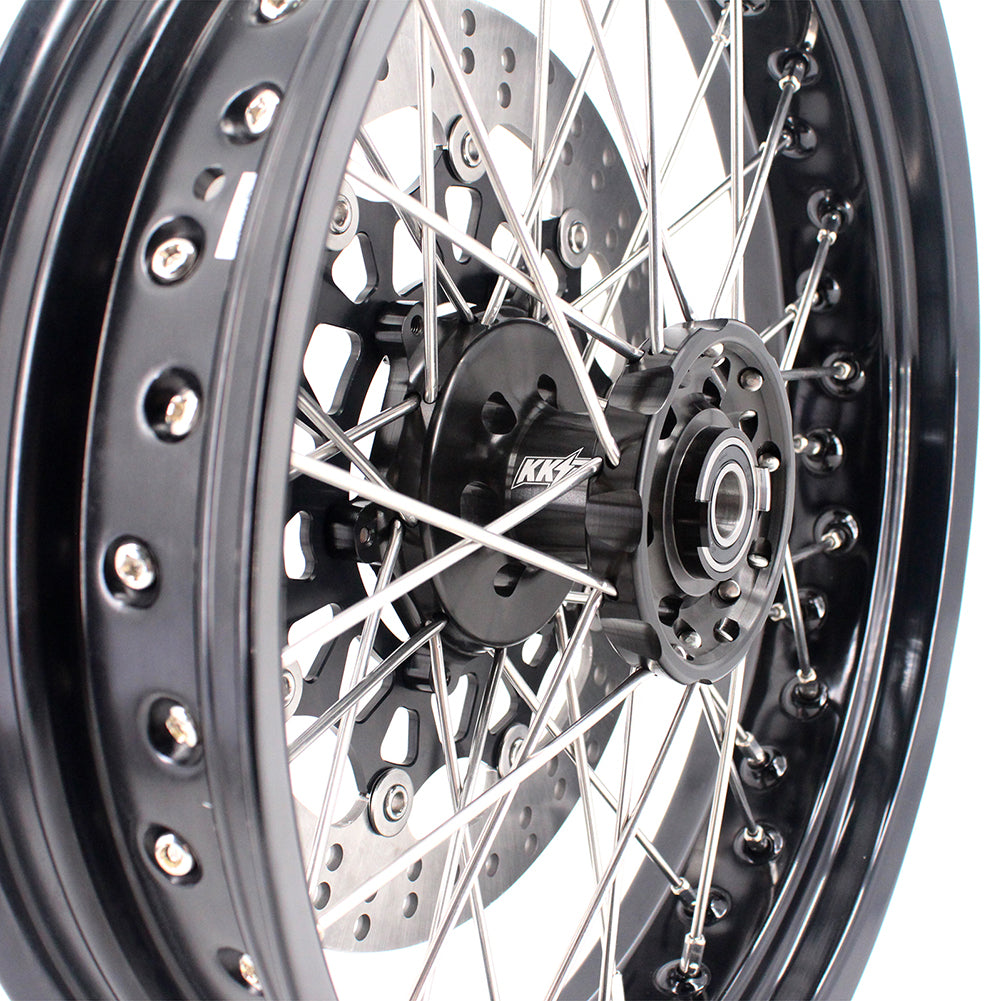 KKE 3.5 & 5.0 17 Inch Wheels for Yamaha WR250F 2001 WR450F 2003-2018 Black