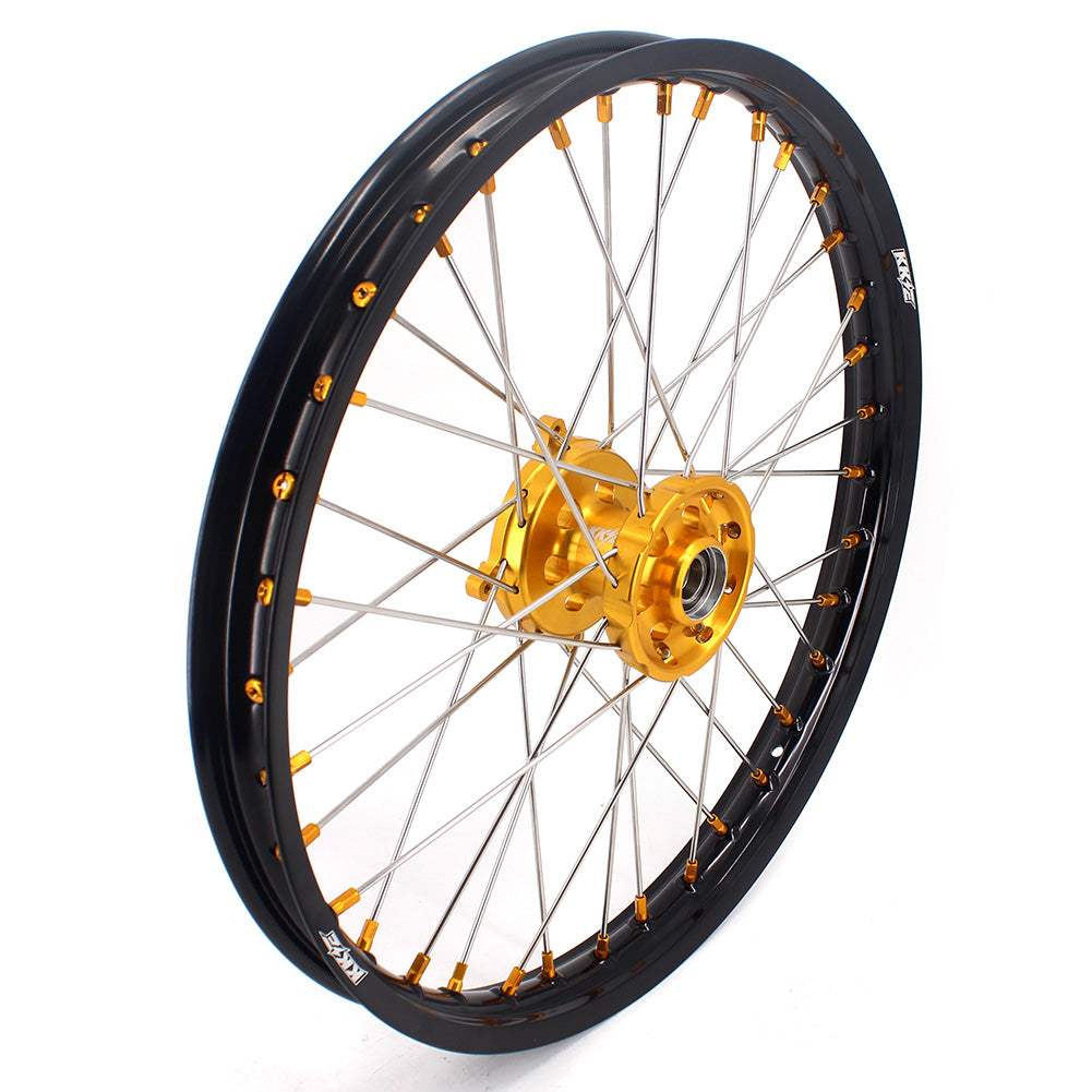 KKE 21 & 19 MX Rims for Suzuki RMZ250 2007-2024 RMZ450 2005-2024 Gold Nipple