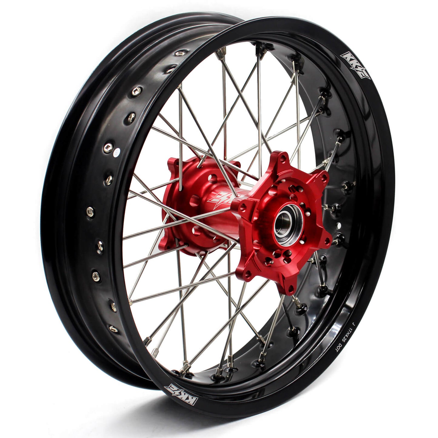 KKE 3.5/4.25 SUPERMOTO WHEELS SET FOR HONDA CRF250R 2004-2013 CRF450R 2002-2012 RED HUB - KKE Racing