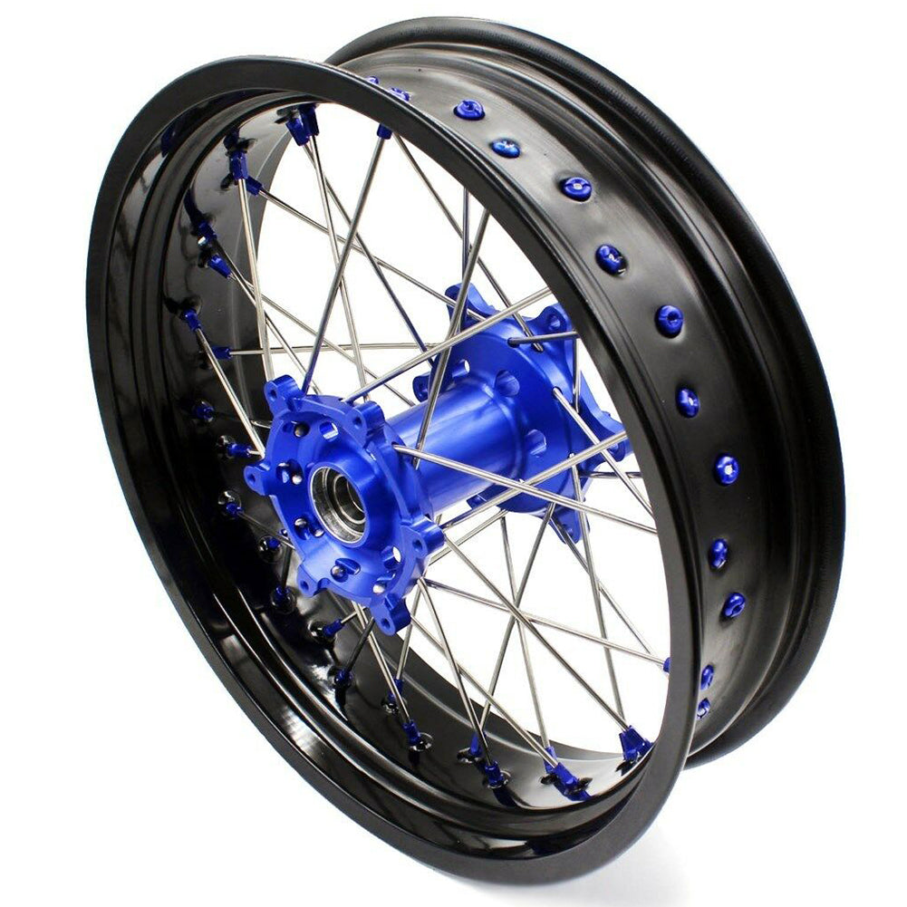 KKE 3.5 & 4.25 Supemrot Wheels Rims for Yamaha YZ125 YZ250 YZ250F YZ450F YZ250X Blue Nipples