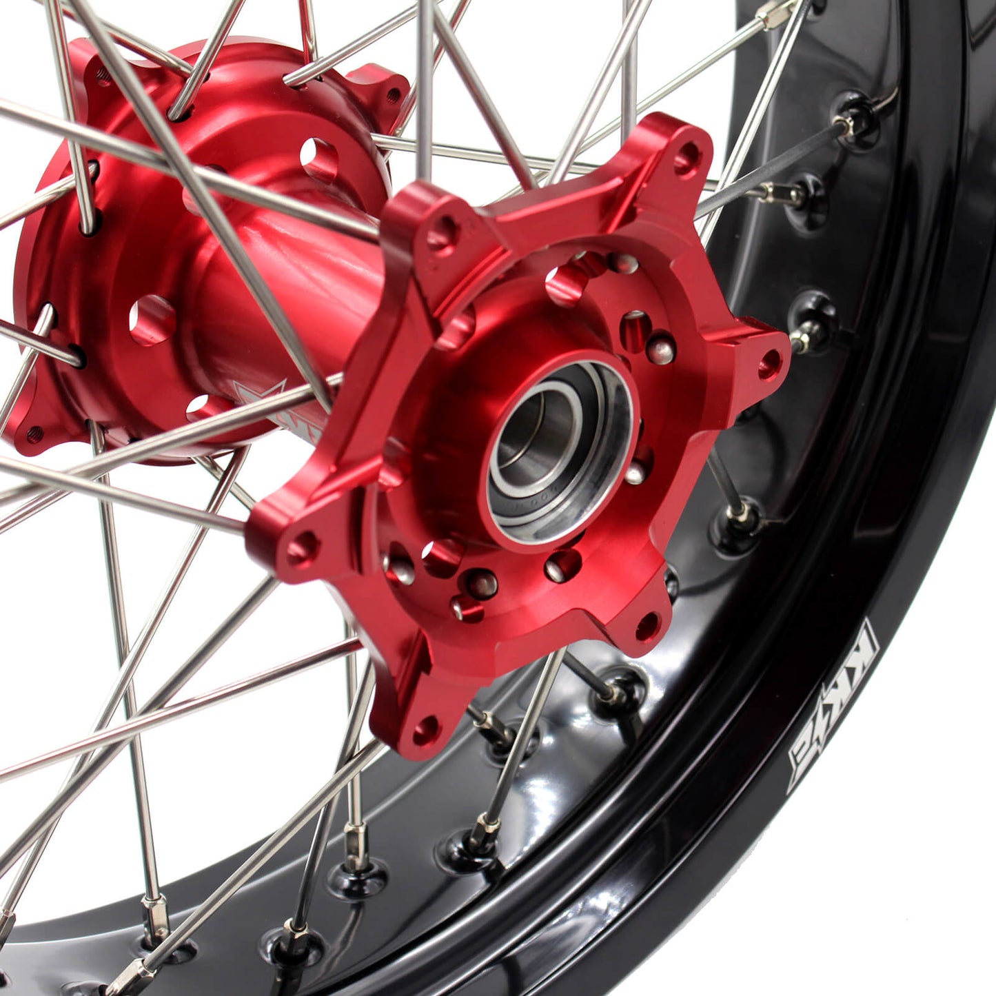 KKE 3.5/4.25 SUPERMOTO WHEELS SET FOR HONDA CRF250R 2004-2013 CRF450R 2002-2012 RED HUB - KKE Racing