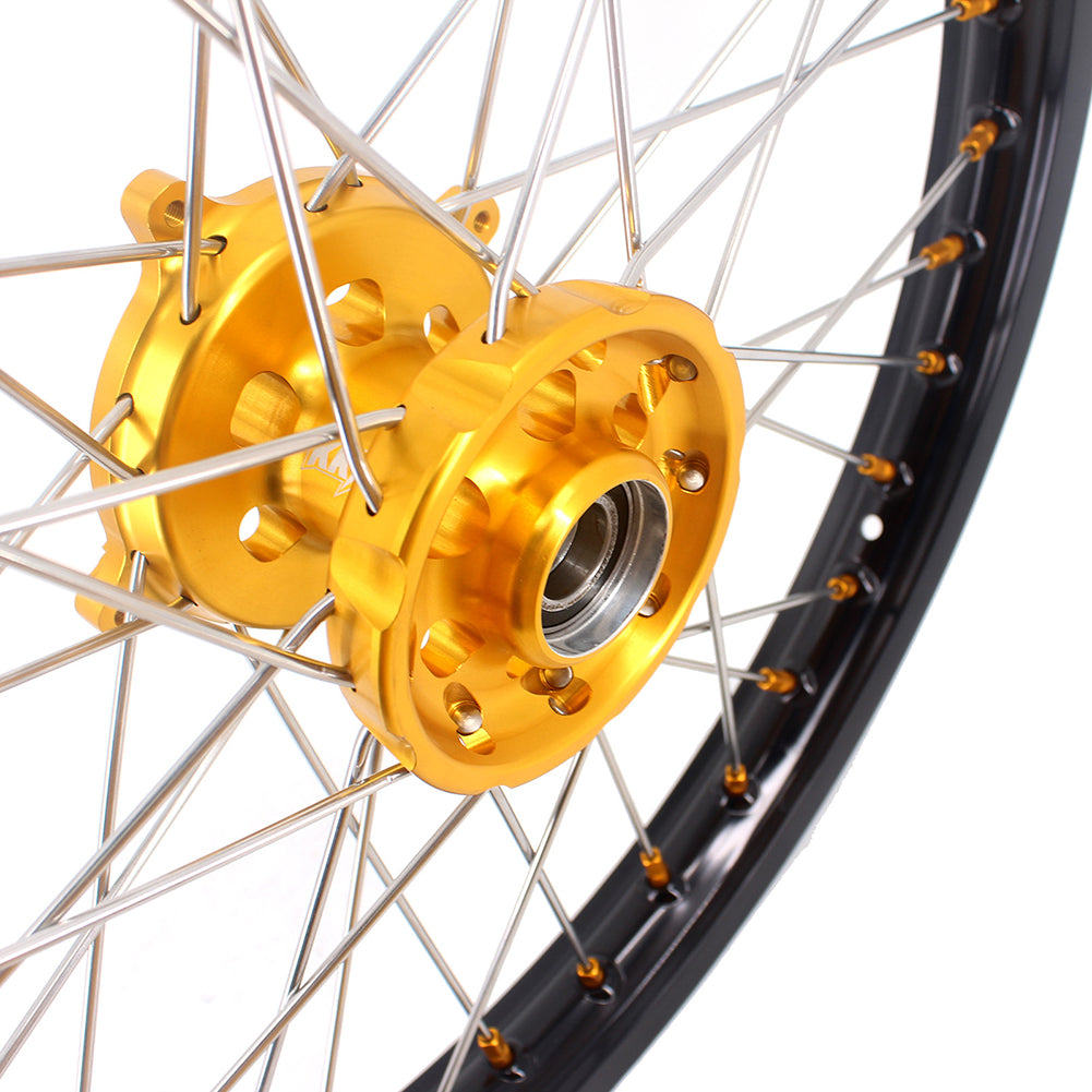 KKE 21 & 19 MX Rims for Suzuki RMZ250 2007-2024 RMZ450 2005-2024 Gold Nipple