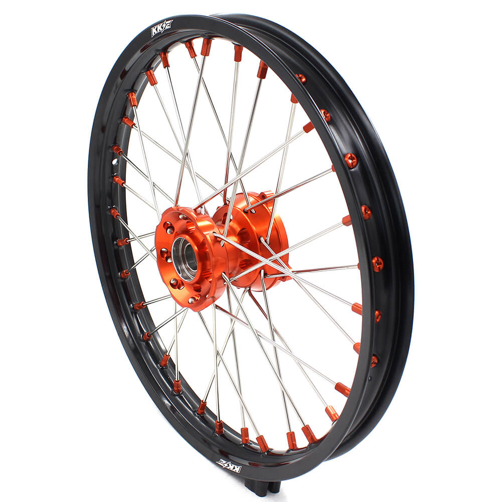 KKE 17/14 KID'S SMALL WHEELS RIMS SET FIT KTM85 SX 2003-2018 MINI BIKE ORANGE CNC HUB AND NIPPLE - KKE Racing