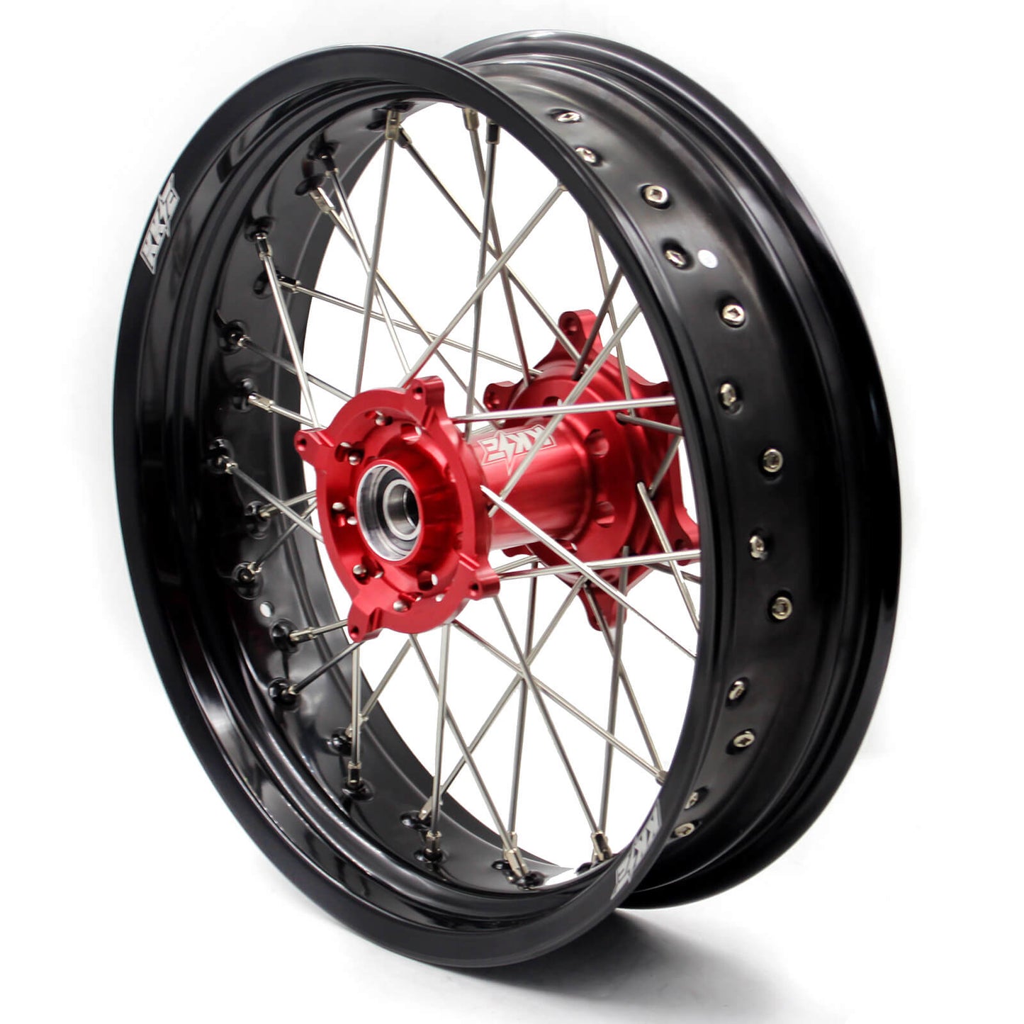 KKE 3.5/4.25 SUPERMOTO WHEELS SET FOR HONDA CRF250R 2004-2013 CRF450R 2002-2012 RED HUB - KKE Racing