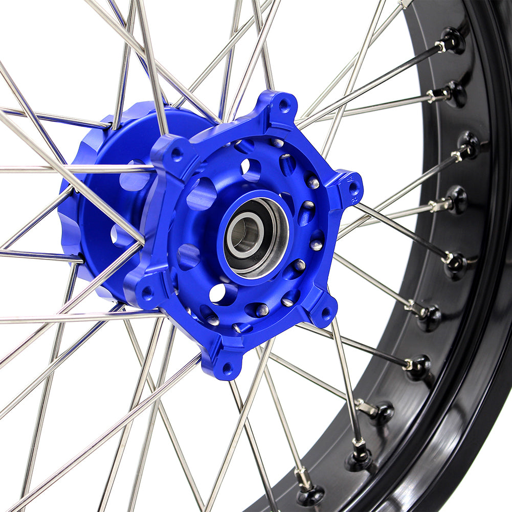 KKE 17inch Supermoto Wheels Set For YAMAHA WR250R 2008-2020 Blue Hub